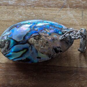 Gorgeous Abalone Shell Necklace with Silver Color Bale with a Flower